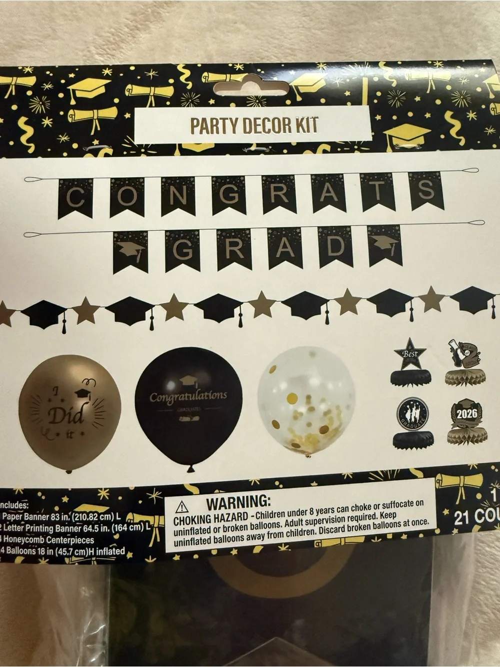 NIP 2026 Graduation Party Centerpiece Decorations Kit 21 Count Black & Gold